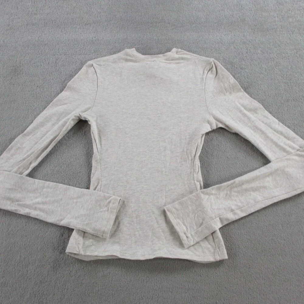 SKIMS Cotton Jersey Long Sleeve T Shirt Womens 2XS XXS Oatmeal Heather NEW NWT - Picture 3 of 8